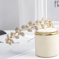 Elegant gold leaf bridal crown with sparkling rhinestones for wedding party accessories - Full Inlaid Leaf / C6521-Gold