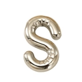 Pendentif lettre S or champagne poli avec texture de ballon gonflable en 3D - Lettre S