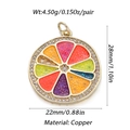 Colorful enameled copper fruit pendant with crystals for DIY jewelry making - Orange Pendant 2
