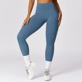 Blaue Yoga-Hose mit hoher Taille, Bauchkontrolle und schnelltrocknendem Stoff - S / Tiefseeblau
