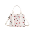 Bolso bandolera de pana con lindo estampado de fresas y correa ajustable - Fresa Roja