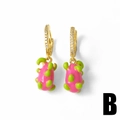 Creative gold-plated dragon fruit earrings with pink enamel and sparkling zircon stones - Dragon Fruit Style B