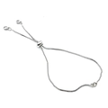 Adjustable silver box chain bracelet featuring interlocking double rings and zircon accents - Inlaid Cubic Zirconia Interlocking Rings / Silver