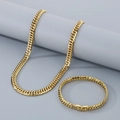 Conjunto de collar y pulsera de cadena de eslabones dorados en acero de titanio para hombre - Pulsera 7mmx21cm / Dorado