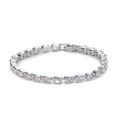 Close-up of sparkling AAA zirconia tennis bracelet with silver metal base and secure clasp - Oval 4*6mm / Silver