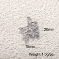 Silver leaf branch pendant with zircon stones and measurements of 20mm height and 15mm width - Silver Branch