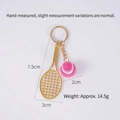 Porte-clés mini raquette de tennis dorée et balle rose pour accessoire de sac - 2cm Petit / Raquette Or + Balle Rose Rouge 2cm