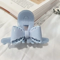 French style light blue bow hair claw clip with glitter finish on white fabric - Glittery Sky Blue