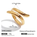 Wasserfester, vergoldeter Edelstahl-Wellenring, hypoallergen mit Spiegelglanz-Finish - Dicker minimalistischer geometrischer Ring / Gold