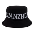Chapeau bob classique en toile noire avec broderie blanche GUANZHI pour protection solaire - Réglable / Noir