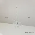 Silver iron wire floral Christmas ornament with crystal center and 19cm hanging chain - Silver 3D Flower