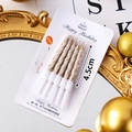 Pack of 6 champagne gold spiral birthday candles with holders, 4.5cm length for cake decor - Metallic Champagne Spiral Candle / 6Pcs/Set / Champagne Gold