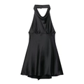 Elegante abito nero in raso con scollo all'americana e consistenza setosa - XS / Nero