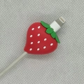 Cute strawberry silicone cable protector for iPhone and Android charging cables - Strawberry