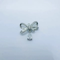 Elegante ciondolo a fiocco argento con pavé di zirconi e cristallo a goccia - Goccia d'Acqua Fiocco-KZTP0064 / Argento
