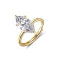 Elegant gold S925 silver ring featuring a sparkling marquise-cut zircon gemstone - Lzr45-14k