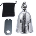 Spartan helmet motorcycle bell pendant in vintage silver with black velvet pouch - Retro Silver Set (Includes Bag) / Steel