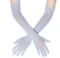 Light blue sheer mesh long gloves over-elbow length elastic wedding accessory - 54cm / Light Blue