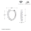 Detaillierte Maße der Creolen aus 925 Sterling Silber mit Zirkonia-Steinen der Klasse 5A - Silber / Weißer Zirkonia