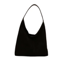Retro black large capacity tote bag in soft suede material for women commuting daily - Black