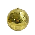 Golden mirror disco ball ornament with top hanging loop for festive party decoration - 15cm Gold (Metal Ring)