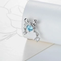 Pendiente de plata con diseño de lazo, gema azul claro y cristales transparentes - Lazo Azul Mar Claro (Pieza Única) / Azul Mar Claro