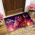 Christmas welcome mat featuring Santa Claus on a sleigh with reindeer and colorful graphics - 40*60cm / Cartoon Elf Penguin Santa