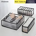Thickened black nylon mesh drawer organizers for bras, socks, and underwear, set of 3 - Black 3-Piece Set (6+7+11 Grids)