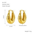 Detailed view of 18k gold plated stainless steel teardrop earrings with dimensions - Gold