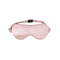 Pink 22 momme 100% mulberry silk eye mask with elastic ruched strap and material label - Lotus Pink
