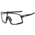 Matte black sports sunglasses with transparent windproof lens and metal temple accents - Black Frame Clear Lens