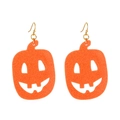 Sparkly orange pumpkin earrings with glitter for Halloween festival costumes - Acrylic Orange Pumpkin Style