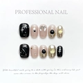 Handgefertigte Press-On Nails mit schwarzem Sonnenherz-Design und metallischen Mustern - Extra Klein (XS) / Herz der Sonne