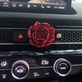 Car air vent aromatherapy clip with deep red peony flower design and metal clip - Red Peony Flower (No Scent)