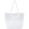 Minimalist white mesh beach tote bag with long handles and internal pocket - 39*17*36cm / White