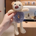 Chouchou ours en peluche mignon avec anneau duveteux violet pour accessoires cheveux enfant - Chouchou Ours Gris