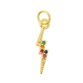 Gold lightning bolt charm with rainbow cubic zirconia for DIY jewelry making - Lightning Style/P37-4