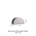 Silver semi-circular stainless steel napkin holder with brushed finish for table storage - Semicircle Style - Silver / 7.7x3.7x4.5cm