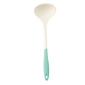 Silicone soup ladle in white and mint green dual-color design for cooking - White Green Soup Spoon