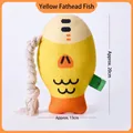 Gelbes fischförmiges Plüschtier für Haustiere mit Baumwollseilschwanz und Wellenmuster - Fischförmiges Spielzeug / 20x13cm / Gelb