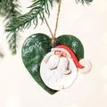 Grüner Herz-Weihnachtsmann-Anhänger aus Harz mit Seil, 8x6cm Weihnachtsdeko - Grünes Herz-Weihnachtsmann