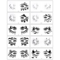 Halloween eye tattoo set with 10 black designs like spiders, bats, and pumpkins - Halloween Eye Corner Stickers Series C
