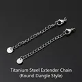 Polished silver stainless steel extender chains with round tags for necklaces and bracelets - Round Plate Style Extension Chain (Silver)