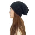 Gorro de punto trenzado grueso negro para hombre y mujer con tejido cálido texturizado - Talla única / Negro