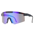 Polarized sports sunglasses with blue-purple gradient lenses and splatter textured frame - LOGO PC Lens / C5-Black Blue Purple Splatter