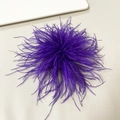 Macro detail of deep purple ostrich feather brooch with soft fluffy texture for dresses - Dark Purple