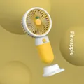 Portable pineapple mini fan in yellow and white with detachable desktop base and USB charging - Pineapple Yellow
