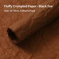 Textured dark tea crinkled paper for floral wrapping and luxury gift packaging - 52*55cm (5 Sheets/Pack) / Black Brown