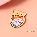 Cute cartoon orange cat in ramen bowl magnetic bookmark, 3x3.5cm size for students - Approx. 3*3.8cm / Greedy Cat