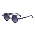 Retro marble pattern round sunglasses with star rivets and double bridge structure - C3 Gray Demi Double Gray